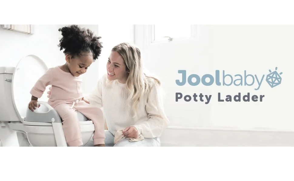 Potty Training Ladder - Soft Cushioned Seat, Adjustable Height, Collapsible, Non-Slip with Splash Guard - Ready Step Go! - Jool Baby - Potty Ladder Banner