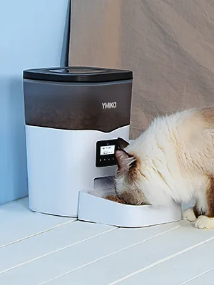 Ymiko Automatic Cat Feeder, Cat Food Dispenser with Voice Recorder, Timed Small Pet Feeder with Programmable Timer, 1-4 Meals Per Day (3L) - dog automatic feeder