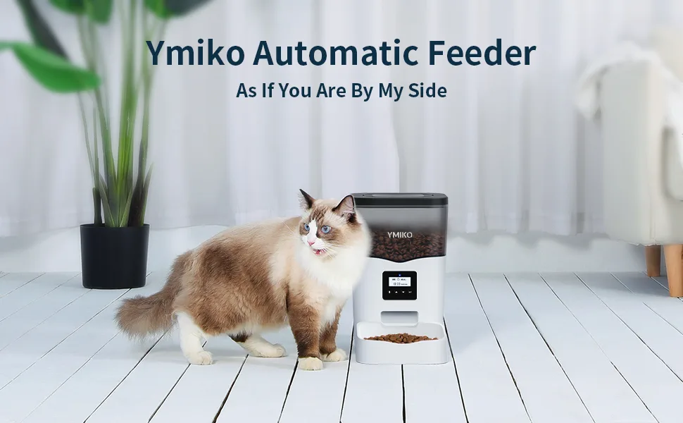 Ymiko Automatic Cat Feeder, Cat Food Dispenser with Voice Recorder, Timed Small Pet Feeder with Programmable Timer, 1-4 Meals Per Day (3L) - Ymiko automatic cat feeder