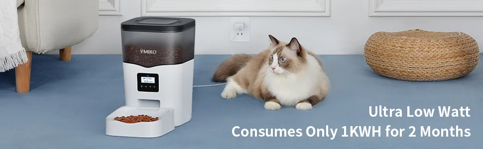 Ymiko Automatic Cat Feeder, Cat Food Dispenser with Voice Recorder, Timed Small Pet Feeder with Programmable Timer, 1-4 Meals Per Day (3L) - Ymiko automatic cat feeder