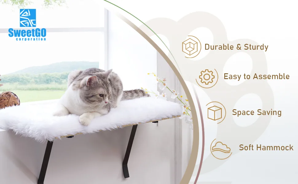 sweetgo Cat Window Perch-Mounted Shelf Bed for cat-Funny Sleep DIY Kitty Sill Window Perch- Washable Foam Cat Seat - product information 7