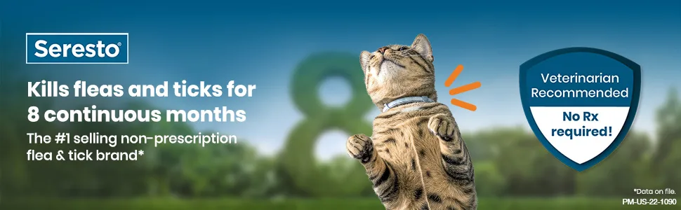 Seresto Flea and Tick Collar for Cats, 8-Month Flea and Tick Collar for Cats 1-Pack Cat Only - Seresto
