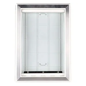 BarksBar Original Plastic Dog Door with Aluminum Lining - White, Soft Flap, 2-Way Locking Sliding Panel and Telescoping Frame Large - product information 11