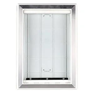 BarksBar Original Plastic Dog Door with Aluminum Lining - White, Soft Flap, 2-Way Locking Sliding Panel and Telescoping Frame Large - product information 7