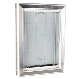 BarksBar Original Plastic Dog Door with Aluminum Lining - White, Soft Flap, 2-Way Locking Sliding Panel and Telescoping Frame Large - product information 8