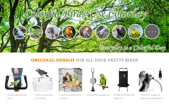 Colorday Large Bird Bath with Clear View,for African Grey,Conure,Cockatiel,Parakeet(13X11X8 inch) - Colorday