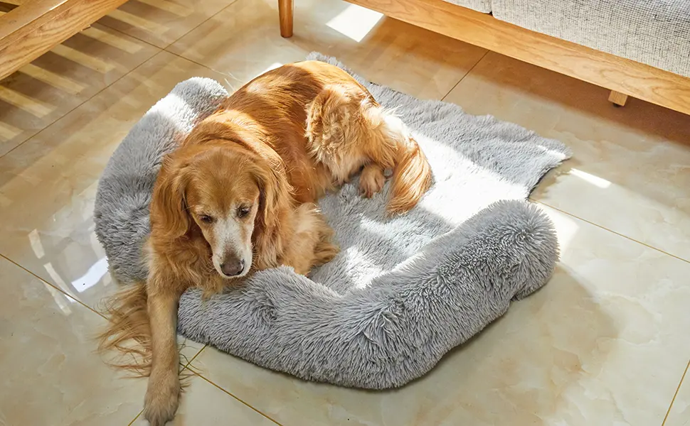 Sagging Calming Couch Protector Pet Bed, Soft Plush Dog Sofa Mat Cover for Furniture Protector with Removable Washable Cover Large Grey - product information 3