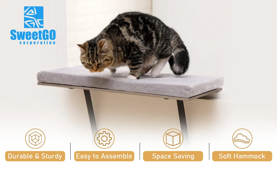 Sweetgo Cat Window Perch-Mounted Shelf Bed for cat-Funny Sleep DIY Kitty Sill Window Perch- Washable Foam Cat Seat Grey - product information 7