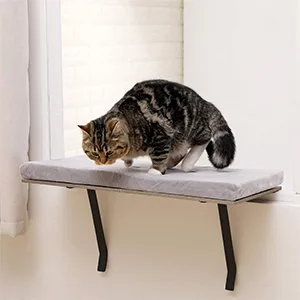 Sweetgo Cat Window Perch-Mounted Shelf Bed for cat-Funny Sleep DIY Kitty Sill Window Perch- Washable Foam Cat Seat Grey - product information 8
