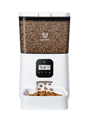 WOPET Automatic Cat Feeder,Timed Dog Feeder Pet Food Dispenser with Desiccant Bag for Dry Food,Programmable Portion Control & Voice Recorder for Small / Medium Pets White - pet feeder