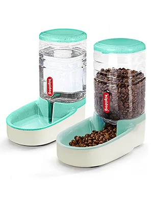 PHABULS Automatic Cat Feeder Automatic Dog Water Dispenser 3.8L Double Bowl Design for Small and Big Pets Blue water - Petwaterdispenser