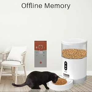 Peteme Automatic Cat Feeder, 4L Portion Control Smart Pet Feeder with APP Control, Timed Cat Feeder for Cats, Dogs & Small Pets, 2.4G Wi-Fi Enabled white - Offline feeding