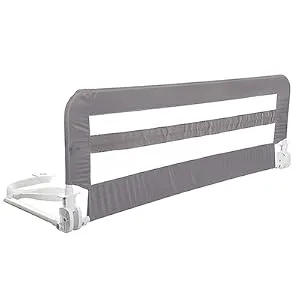 Little Chicks Sydney Toddler Bed Rail - Foldable & Portable - Suitable For Flat & Slat Beds up to Queen-Size Mattress - Gray - Model CK027 - bed rail for toddlers