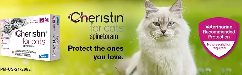 Cheristin for Cats Topical Flea Prevention  Starts Killing Fleas in 30 Minutes, 3 Doses - Cheristin for cats