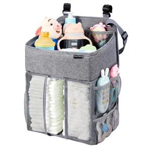 Hanging Diaper Caddy Organizer,Diaper Stacker and Crib Organizer,Upgrade Thicken Nursery Organizer for Changing Table, Crib, Wall & Bassinet, Baby Essentials Storage (Gray) - product information 14