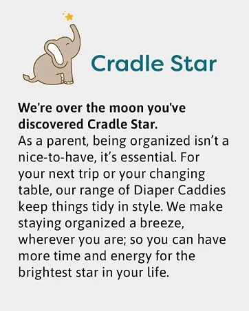 Cradle Star Hanging Diaper Caddy Organizer - Diaper Organizer Caddy with Multiple Pockets - Baby Organizer for Nursery Accessories - Changing Table Organizer and Diaper Storage - 17x9x9 in - Gray Standard Grey - cradle star