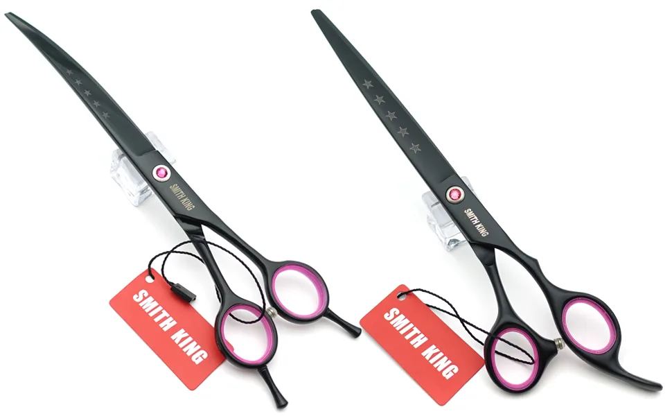 8.0 inches Professional Dog Grooming Scissors Set Straight & thinning & Curved & chunkers 4pcs in 1 Set (with Comb) - straight and curved
