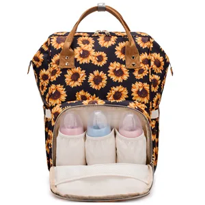 Sunflower Diaper Bag Backpack, Womens Large Waterproof Maternity Baby Nappy Bags - baby diaper bag