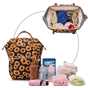 Sunflower Diaper Bag Backpack, Womens Large Waterproof Maternity Baby Nappy Bags - large