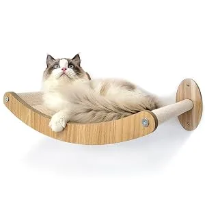 HeyKitten 17" Cat Wall Hammock for 2x4 Stud Mount, Stylish Floating Kitten Shelf, DIY Suspension Kitty Perch for Large and Multiple Indoor Cats, Walnut - cat wall hammock