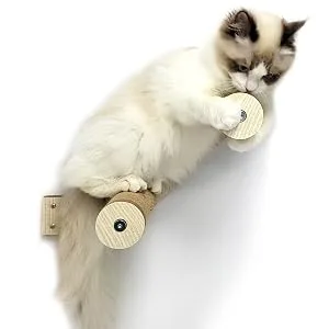 HeyKitten 17" Cat Wall Hammock for 2x4 Stud Mount, Stylish Floating Kitten Shelf, DIY Suspension Kitty Perch for Large and Multiple Indoor Cats, Walnut - cat wall jumping stairs