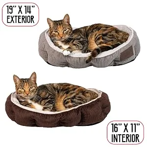 Pet Craft Supply Cat Bed For Indoor Cats - Kitten Bed - Machine Washable - Ultra Soft - Self Warming - Refillable Catnip Pouch Grey - Pet Craft Supply Easy Sleeper Cat Bed Ultra Soft with Catnip Pouch tow colors