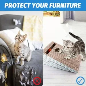 PrimePets Cat Scratcher Cardboard, Removable Cat Scratching Pad with Ball, 2-in-1 Corrugated Cat Scratch Lounge Sofa Refill, Catnip Included - scratcher cardboard for protecting your furnitures