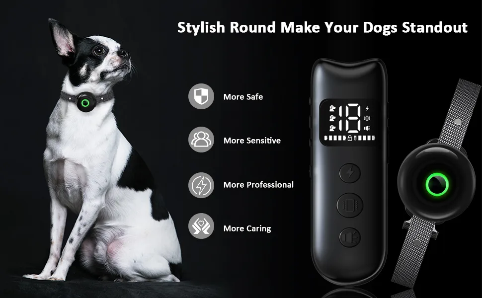 FATEAR Dog Training Collar Dog Shock Collar with Remote, Shock Collar for Large Medium Small Dogs, with Light, Beep, Vibration, Shock Mode, Waterproof Electric Collar Black - dog shock collar with remote for large dogs