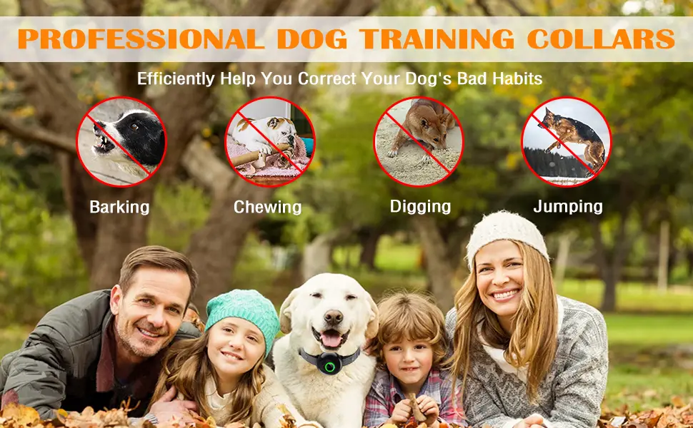 FATEAR Dog Training Collar Dog Shock Collar with Remote, Shock Collar for Large Medium Small Dogs, with Light, Beep, Vibration, Shock Mode, Waterproof Electric Collar Black - e-collars for dogs