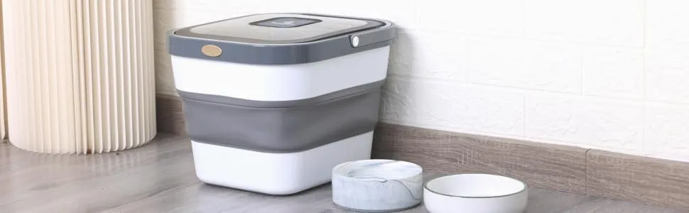 EassyHoo Pet Food Storage Containers with Measuring Cup and Scoop,10LB Grey-13LB - EassyHoo Kitchen Food Storage Container