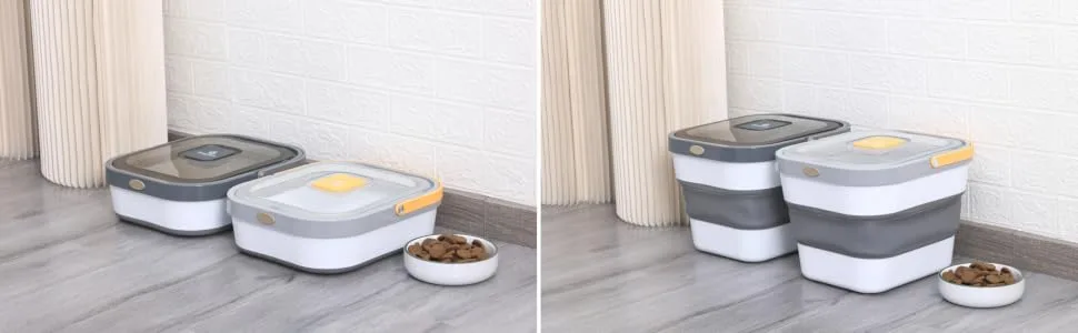 EassyHoo Pet Food Storage Containers with Measuring Cup and Scoop,10LB Grey-13LB - food storage container