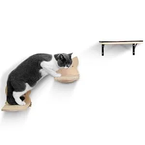 Cat Hammock Wall Mounted Cat Shelf with Two Steps - Floating Wall Cat Shelf, Solid Rubber Wood Hanging Shelves and Perches for Sleeping, Playing, Climbing, and Lounging - product information 5