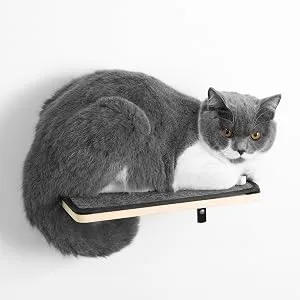 Cat Hammock Wall Mounted Cat Shelf with Two Steps - Floating Wall Cat Shelf, Solid Rubber Wood Hanging Shelves and Perches for Sleeping, Playing, Climbing, and Lounging - product information 6