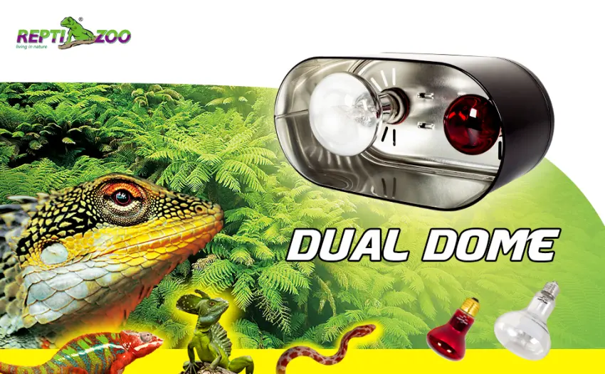 REPTI ZOO Dual Reptile Light Fixture for Reptile Dome UVB Light Fixture Dual Lamp Cap Combo Integration Design Heat Lighting Lamp Kit - DUAL DOME