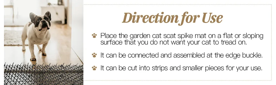 Hmyomina Cat Scat Mat with Spikes Prickle Strips Pest Repellent Spike Deterrent Mat with 12 Garden Staples (13FT) - Scat mat 2?