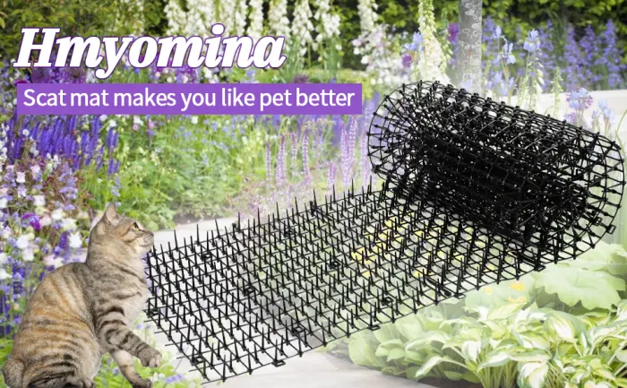 Hmyomina Cat Scat Mat with Spikes Prickle Strips Pest Repellent Spike Deterrent Mat with 12 Garden Staples (13FT) - Scat mat 2?