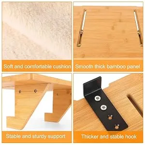 Hooxincci Cat Window Perch, Wall Mount Cat Window Hammock for Indoor Cats, Durable Sturdy Natural Bamboo Cat Window Seat, Fit Window Sills with Gaps - cat window perch cat hommock cat bed cat seat kitty