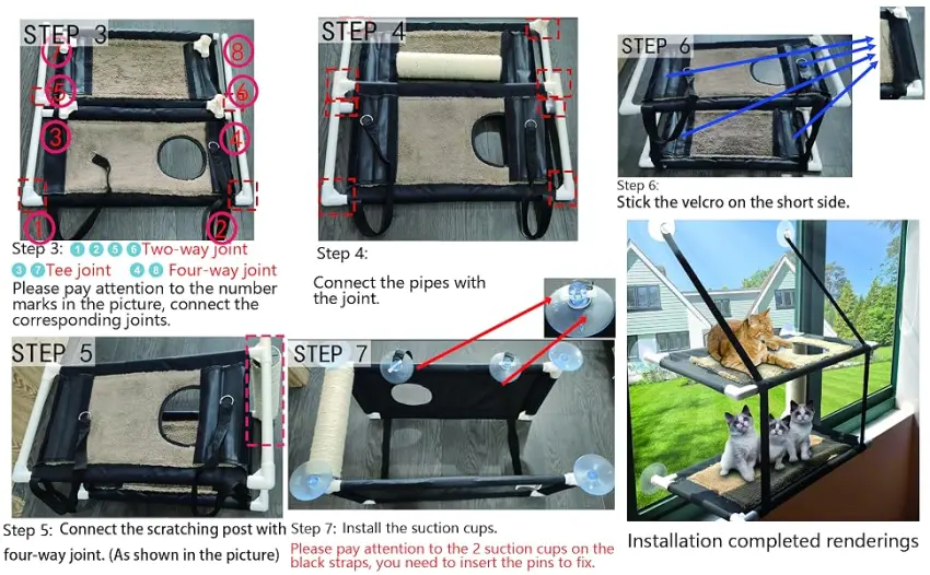 Oceskyha Cat Window Perch, Cat Hammock Window , Free Fleece Blanket Extra Large Sturdy Cat Bed Cat Resting Seat Space Saving for Indoor Double-layer Flannel - CAT WINDOW PERCH