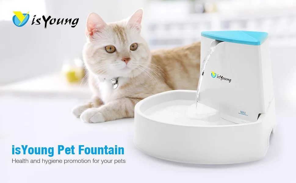 isYoung Pet Fountain, 84oz/2.5L Automatic Cat Fountain Dog Water Dispenser for Cats, Dogs - isYoung