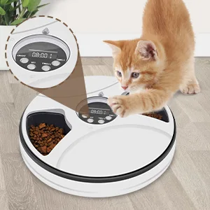 Chintu Automatic Cat Feeder Timed Cat Feeder for Two Cats - 3 Meals Portion Control Auto Pet Cat Food Dispenser for Small Dog, Auto Cat Feeder with Programmable Timer and Voice Reminder - Integrated Cover Design