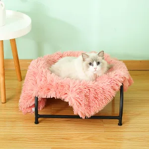 JUNSPOW Cat Bed Hammock + pet Blanket Set Cat Bed Blanket Dog Bed Blanket, Soft Pet Bed Blanket Grey Cat Bed With Blanket - pink