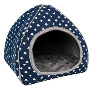 BWOGUE Guinea Pig Bed Cave Cozy Hamster House Large Hideout for Dwarf Rabbits Hedgehog Bearded Dragon Winter Nest Hamster Cage Accessories Blue - product information 2