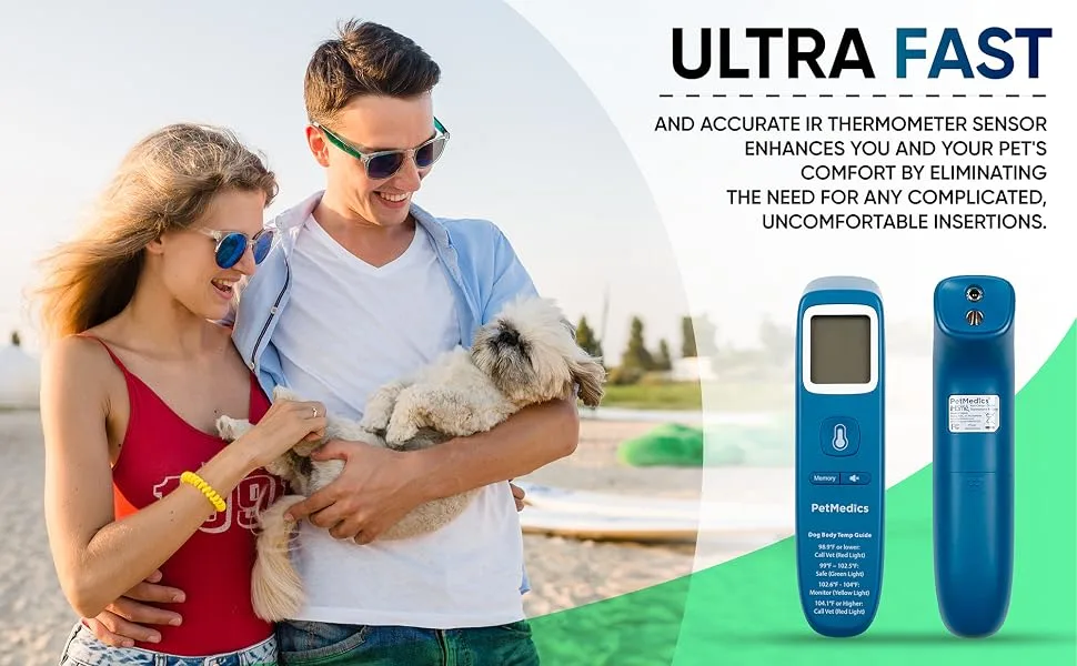 PetMedics Non-Contact Digital Pet Thermometer for Dogs - Infrared Fast and Accurate Canine Temperature Detection - Easy to Read LCD Display - product information 4