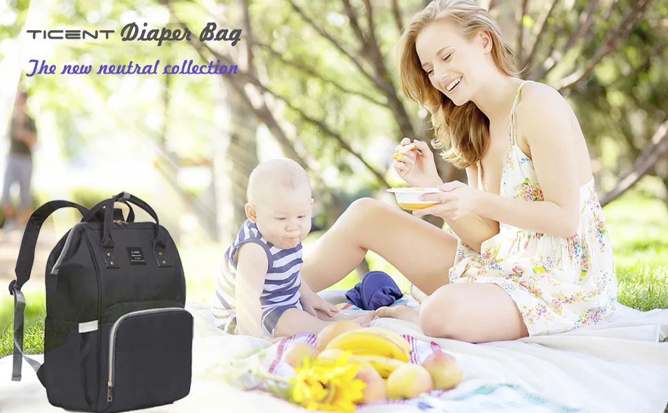 Diaper Bag Backpack - Ticent Multifunction Travel Back Pack Large Maternity Nappy Bag Baby Changing Bags with Stroller Straps, Waterproof and Stylish Black - Diaper bag