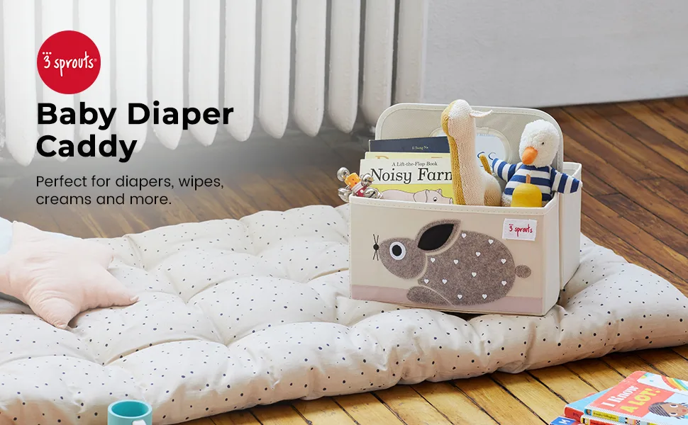 3 Sprouts Baby Diaper Caddy - Organizer Basket for Nursery, Elephant - Diaper caddy 1