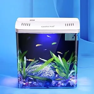 Carefree Fish 1.2Gallon Fish Tank Office USB Small Betta Aquarium LED Light with Filter No Decor - product information 2
