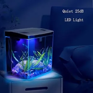 Carefree Fish 1.2Gallon Fish Tank Office USB Small Betta Aquarium LED Light with Filter No Decor - product information 4
