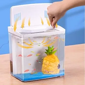 Carefree Fish 1.2Gallon Fish Tank Office USB Small Betta Aquarium LED Light with Filter No Decor - product information 6