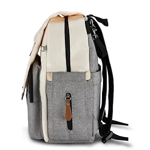 Diaper Bag Backpack with Portable Changing Pad, Pacifier Case and Stroller Straps White Grey - product information 4