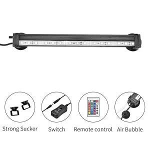 HCDMRE LED Air Bubble Light Aquarium Light Underwater Submersible Fish Tank Light Color Changing Making Oxygen Aquarium Tools,Us Plug,46cm/18.1" 46 cm/18.1 in - fish tank aquarium light accessories